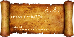 Anton Arikán névjegykártya